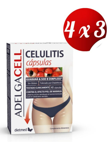 Pack 4x3 uds Adelgacell Celulitis  40 Comprimidos De Dietmed