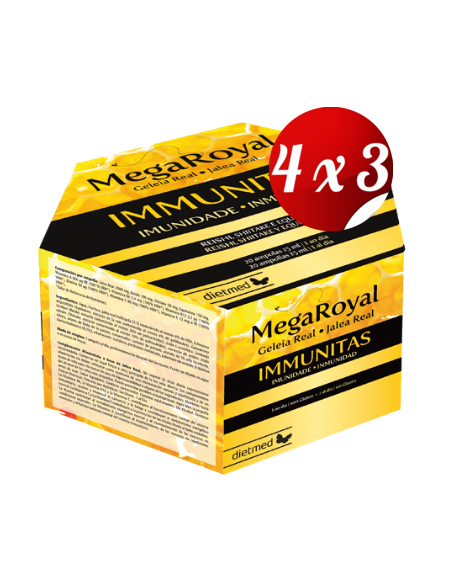 Pack 4x3 uds Megaroyal Immunitas  20 X 15 Ml Ampollas De Dietmed