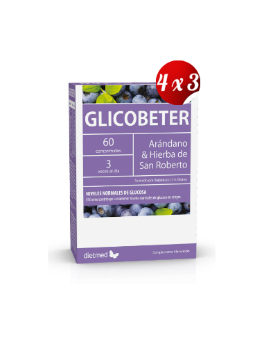 Pack 4x3 uds Glicobeter  60 Comprimidos De Dietmed