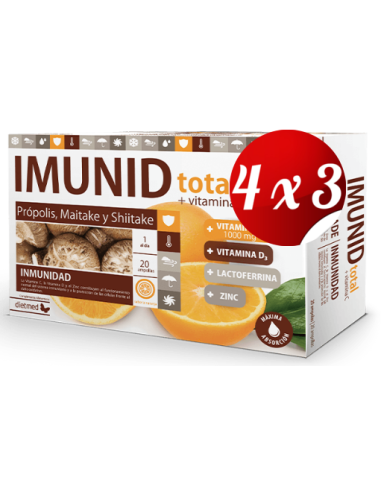 Pack 4x3 uds Imunid Total + Vitamina C  20X15Ml Ampollas De Dietmed