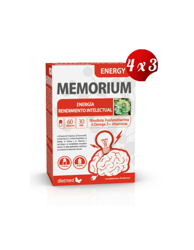 Pack 4x3 uds Memorium Energy Cápsullas 60 Capsulas De Dietmed