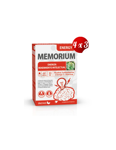 Pack 4x3 uds Memorium Energy Cápsullas 60 Capsulas De Dietmed