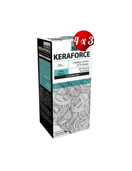 Pack 4x3 uds Keraforce Neutro Champú 200 Ml De Dietmed