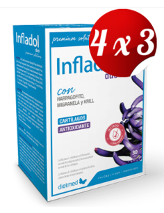 Pack 4x3 uds Infladol Duo Perlas + 30 Perlas +30 Comprimidos De Dietmed