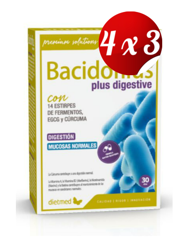 Pack 4x3 uds Bacidofilus Plus Digestive  60 Capsulas De Dietmed