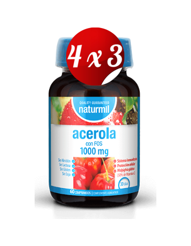Pack 4x3 uds Acerola 1000 Mg  60 Comprimidos De Dietmed