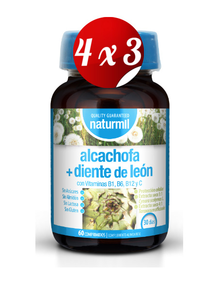 Pack 4x3 uds Alcachofra 500 Mg+ Dente-De-Leon 500 Mg  60 Comprimidos De Dietmed