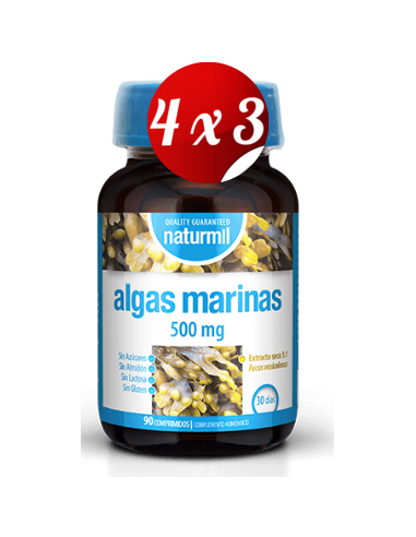 Pack 4x3 uds Algas Marinas 500 Mg  90 Comprimidos De Dietmed