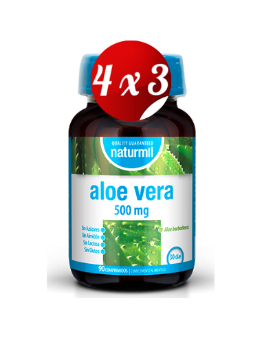 Pack 4x3 uds Aloe Vera 500 Mg  90 Comprimidos De Dietmed