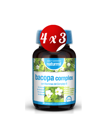 Pack 4x3 uds Bacopa Complex 300 Mg  60 Comprimidos De Dietmed