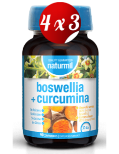 Pack 4x3 uds Boswellia 400 Mg + Curcumina 1 Mg  90 Comprimidos De Dietmed
