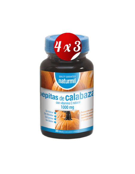 Pack 4x3 uds Calabaza (Pepitas) 1000 Mg Perlas 30 Capsulas De Dietmed