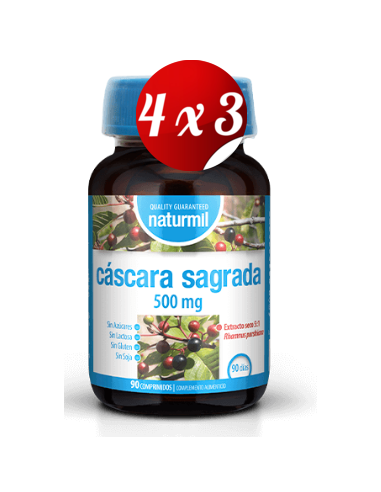 Pack 4x3 uds Cáscara Sagrada 500 Mg  90 Comprimidos De Dietmed