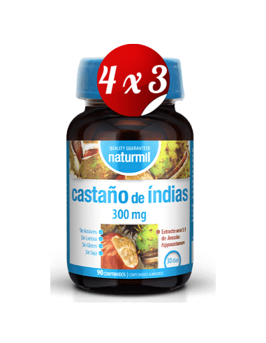 Pack 4x3 uds Castaño Da Índias 300 Mg  90 Comprimidos De Dietmed