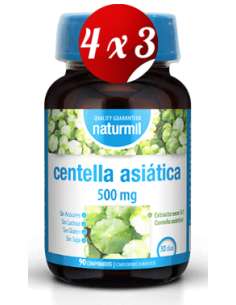 Pack 4x3 uds Centella Asiática 500 Mg  90 Comprimidos De Dietmed