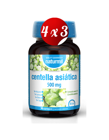 Pack 4x3 uds Centella Asiática 500 Mg  90 Comprimidos De Dietmed