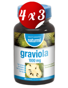 Pack 4x3 uds Graviola (Anona) 1000 Mg  45 Capsulas De Dietmed