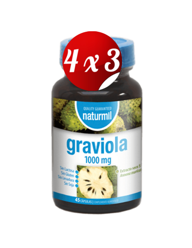 Pack 4x3 uds Graviola (Anona) 1000 Mg  45 Capsulas De Dietmed