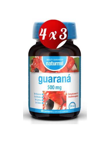 Pack 4x3 uds Guaraná 500 Mg  60 Comprimidos De Dietmed