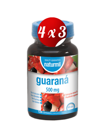 Pack 4x3 uds Guaraná 500 Mg  120 Comprimidos De Dietmed