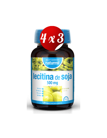 Pack 4x3 uds Lecitina De Soja 500 Mg Perlas 120 Capsulas De Dietmed
