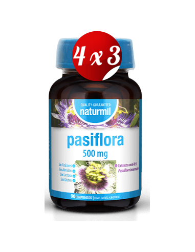 Pack 4x3 uds Pasiflora 500 Mg  90 Comprimidos De Dietmed