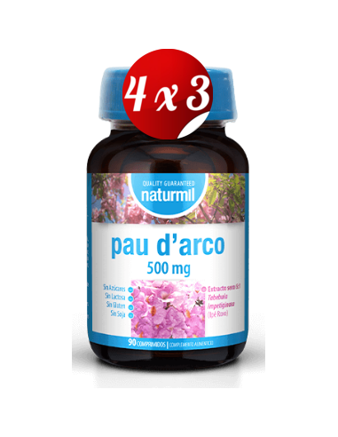 Pack 4x3 uds Pau D'Arco 500 Mg  90 Comprimidos De Dietmed