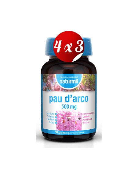 Pack 4x3 uds Pau D'Arco 500 Mg  90 Comprimidos De Dietmed