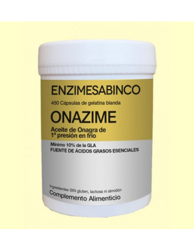 Onazime Aceite Onagra 500Mg. 1 Pr.450 perlas de Enzime - Sabinco