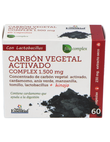 Carbon vegetal activado (complex) 1500 mg. 60 capsulas. de Nature Essential