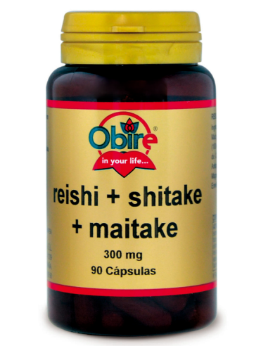 Reishi + shitake + maitake 300 mg. 90 capsulas de Obire
