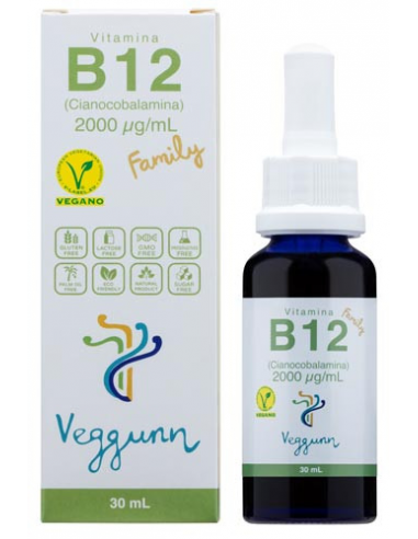 Vitamina B12 Family Líquida, 30 Ml, Pipeta Graduada Veggunn