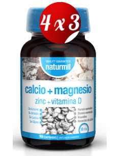 Pack 4x3 uds Cálcio+Magnésio+Zinco C/ Vitamina D  90 Comprimidos De Dietmed