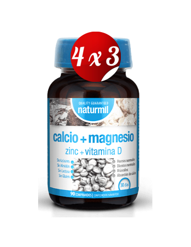 Pack 4x3 uds Cálcio+Magnésio+Zinco C/ Vitamina D  90 Comprimidos De Dietmed