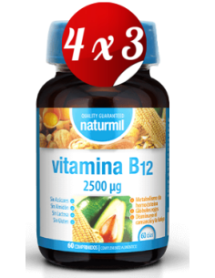 Pack 4x3 uds Vitamina B12 2500 µg  60 Comprimidos De Dietmed