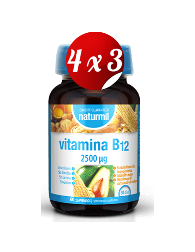 Pack 4x3 uds Vitamina B12 2500 µg  60 Comprimidos De Dietmed
