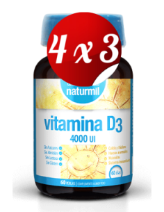 Pack 4x3 uds Vitamina D3 4000 Ui Perlas  60 Capsulas De Dietmed