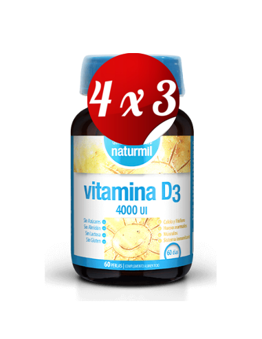 Pack 4x3 uds Vitamina D3 4000 Ui Perlas  60 Capsulas De Dietmed