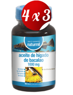 Pack 4x3 uds Aceite De Hígado De Bacalao 1000 Mg Perlas 45 Capsulas De Dietmed