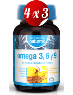 Pack 4x3 uds Ómega 3, 6 Y 9  Perlas 60 Capsulas De Dietmed