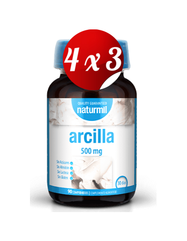Pack 4x3 uds Arcilla 500 Mg  90 Comprimidos De Dietmed