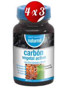 Pack 4x3 uds Carbón Activado Perlas 45 Capsulas De Dietmed