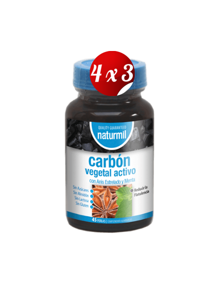 Pack 4x3 uds Carbón Activado Perlas 45 Capsulas De Dietmed