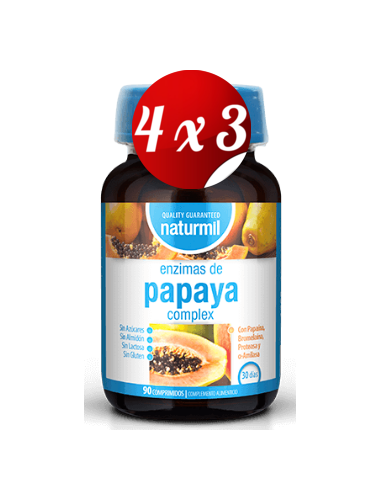 Pack 4x3 uds Enzimas De Papaia Complex  90 Comprimidos De Dietmed