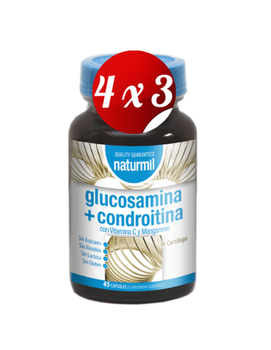 Pack 4x3 uds Glucosamina 500 Mg+Condroitina 400 Mg  45 Capsulas De Dietmed