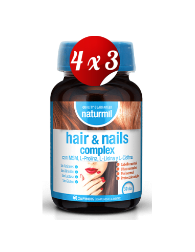 Pack 4x3 uds Hair & Nails Complex  60 Comprimidos De Dietmed