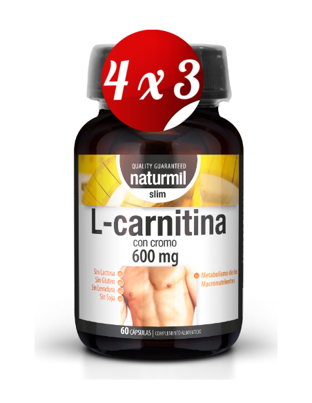 Pack 4x3 uds L-Carnitina Slim 600 Mg  60 Capsulas De Dietmed