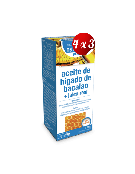 Pack 4x3 uds Aceite De Hígado Bacalao + Jalea Real Plus 500 Ml De Dietmed