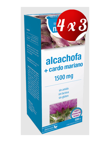 Pack 4x3 uds Alcachofa + Cardo Mariano Plus 500 Ml De Dietmed