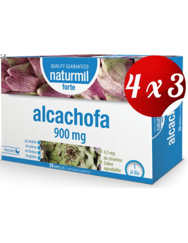 Pack 4x3 uds Alcachofa Forte 900 Mg 20 X 15 Ml Ampollas De Dietmed